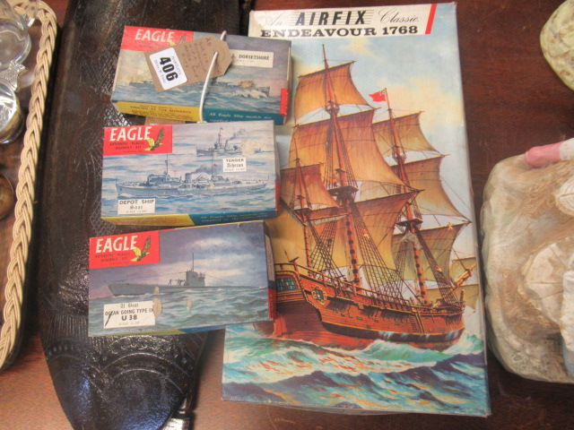 AIRFIX ENDEAVOUR KIT AND THREE EAGLE SHIP KITS Image