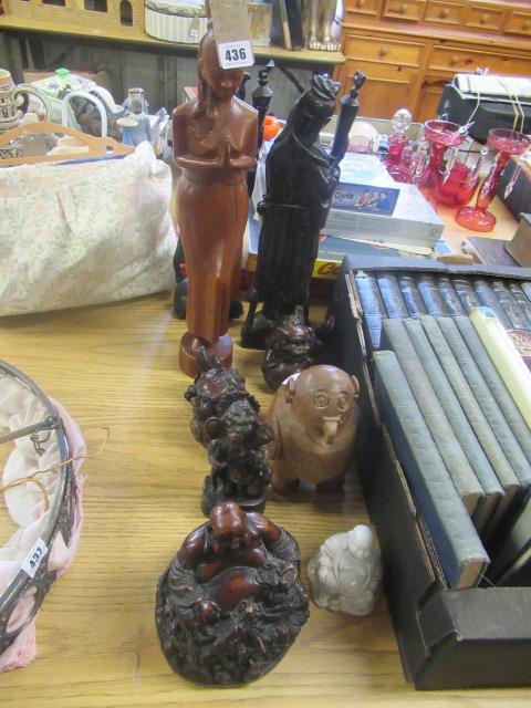 QUANTITY OF CARVED FIGURES ETC Image