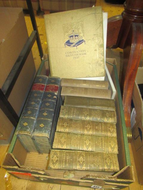 BOX OF VINTAGE HARDBACK BOOKS INCLUDING 1937 CORONATION SOUVENIR Image