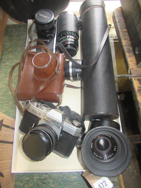 TWO YASHICA AND FED 4 CAMERA AND ASSORTED LENSES ETC Image