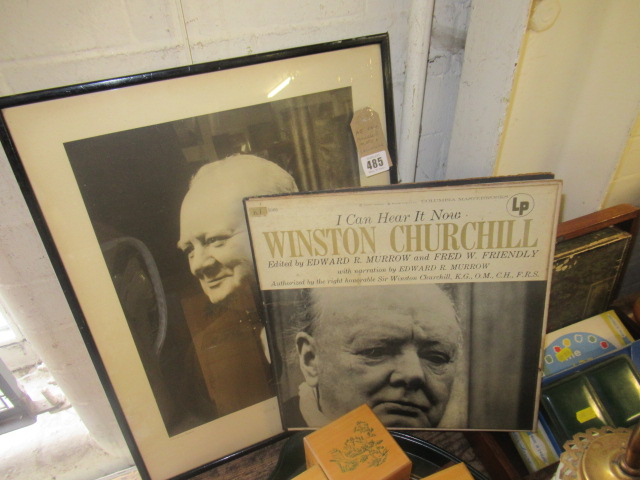 FRAMED PHOTOGRAPH OF WINSTON CHURCHILL AND RECORDING Image
