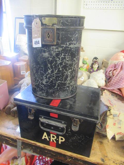 TWO MILITARY TINS AND A BERET ETC Image