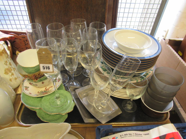 TRAY OF CERAMICS AND GLASS INCLUDING ROYAL ALBERT Image