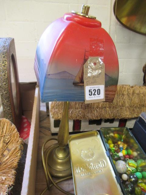 BRASS LAMP WITH GLASS SHADE Image