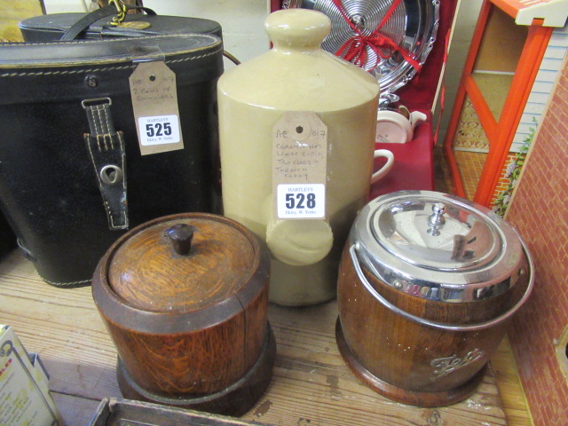 CERAMIC HOT WATER BOTTLE AND TOBACCO CADDY ETC Image