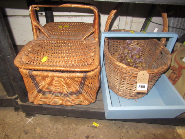 TWO WICKER BASKETS AND TRUG Image