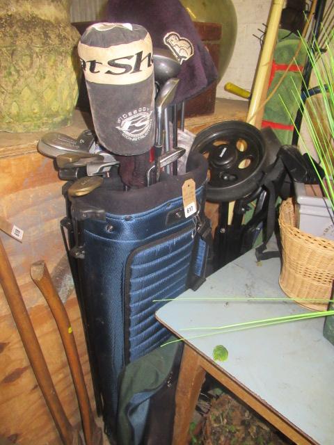 GOLF BAG CLUBS AND TROLLEY Image