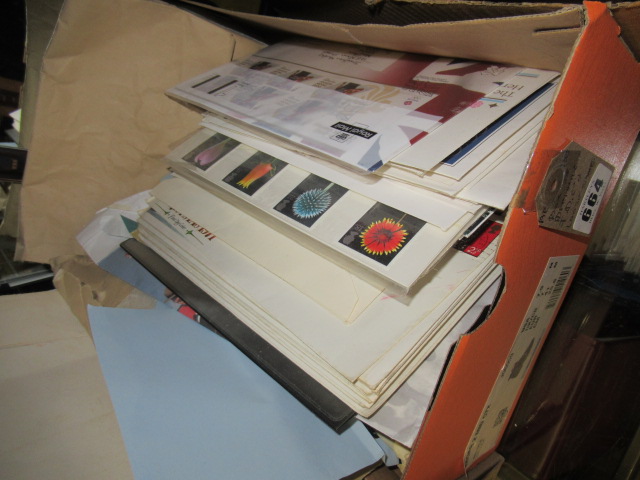 BOX OF DECIMAL FIRST DAY COVERS AND LOOSE STAMPS Image