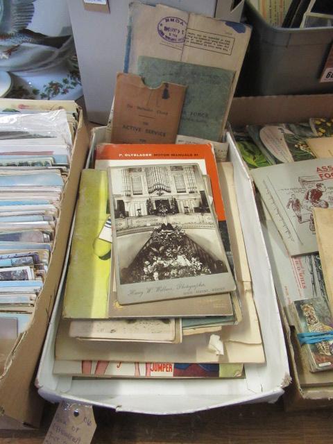 BOX OF EPHEMERA INCLUDING RAF SERVICE RECORD AND TRIUMPH 1300 HANDBOOK ETC Image
