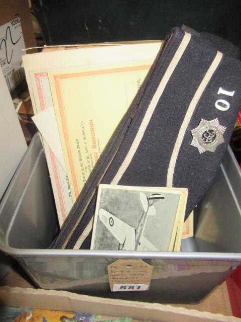 BOYS BRIGGADE HATS EDNA BROOK ST JOHNS AMBULANCE CERTIFICATE AND WW2 AEROPLANE POSTCARDS Image