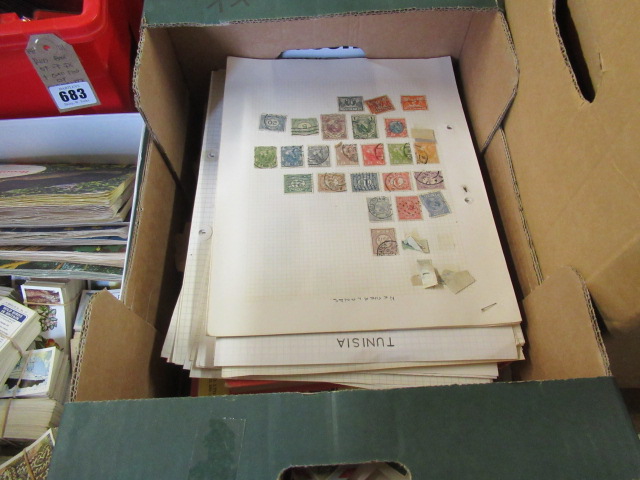 BOX OF ALBUM PAGES AND CATALOGUES Image