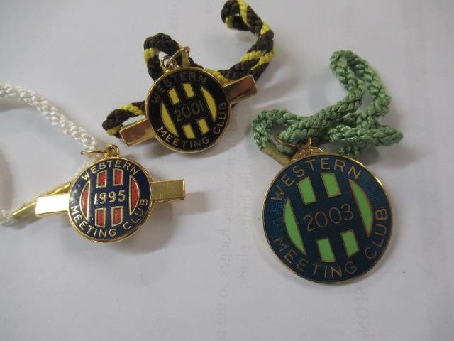 BOX OF COINS AND RACE COURSE BADGES Image