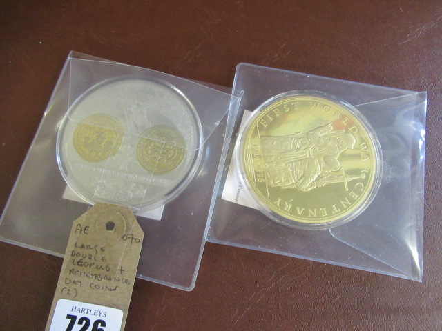 LARGE DOUBLE LEOPARD AND REMEMBRANCE DAY COINS Image