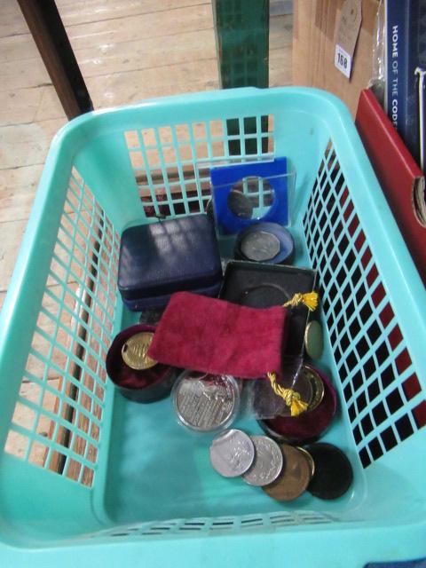 BOX OF COINS AND TOKENS Image