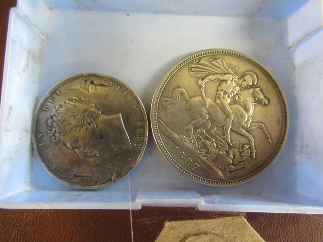 SILVER 1887 CROWN AND 1829 HALF CROWN Image