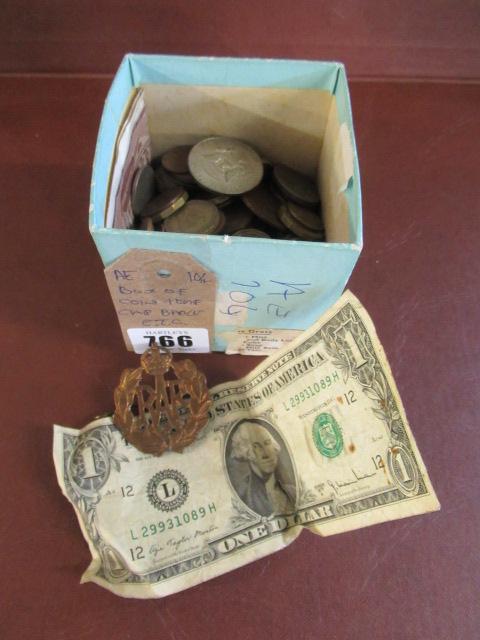 QUANTITY OF COINS AND RAF CAP BADGES ETC Image