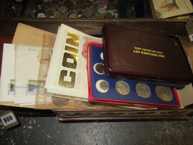 BOX OF COINS INCLUDING 1968 PROOF SET ETC Image
