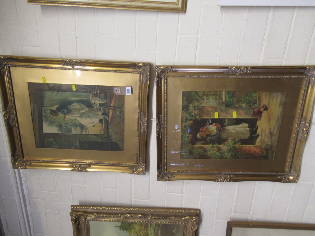 PAIR OF WELL FRAMED COTTAGE PRINTS Image