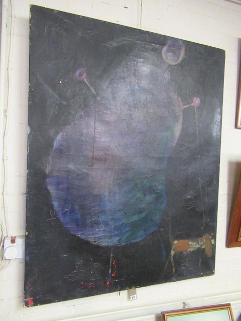 LARGE ABSTRACT UNFRAMED OIL ON CANVAS Image