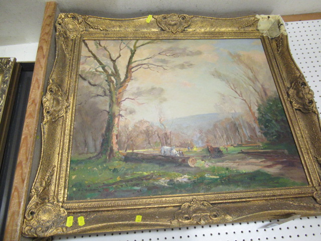 LOGGING SCENE OIL BY BARLOW Image