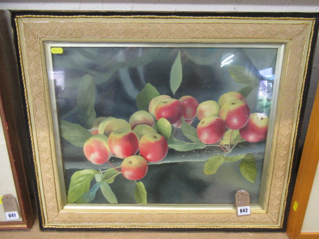 STILL LIFE PAINTING OF APPLES AND A FLORAL PICTURE Image