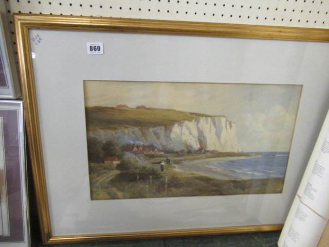 FRAMED WATERCOLOUR CLIFF SCENE Image