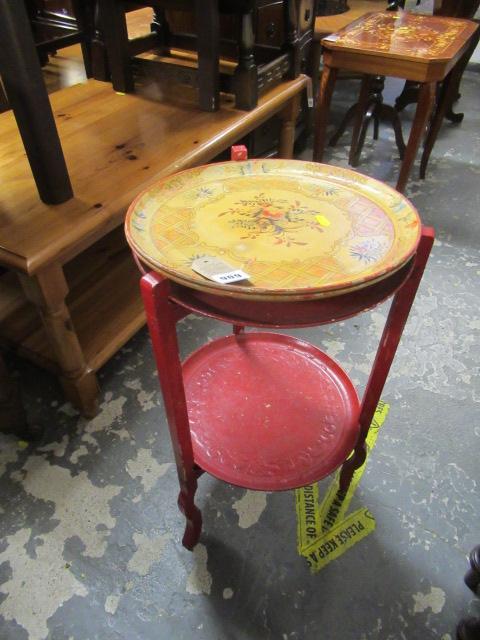 RED PAINTED STAND AND TWO EXTRA TRAYS Image