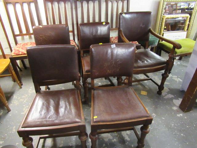 SET OF FIVE SHARPLES DINING CHAIRS INCLUDING ONE CARVER Image