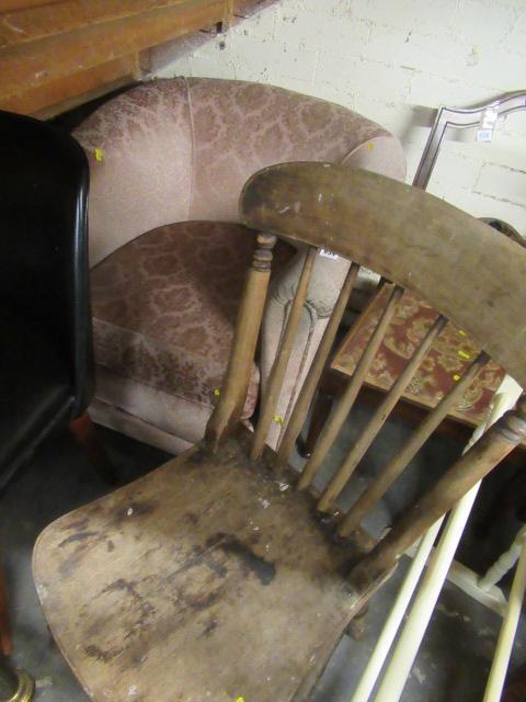 UPHOLSTERED TUB CHAIR AND ANOTHER CHAIR Image