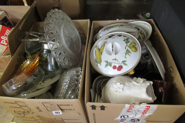TWO BOXES OF POTTERY AND GLASS Image