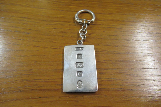 SILVER INGOT KEYRING STAMPED CB Image