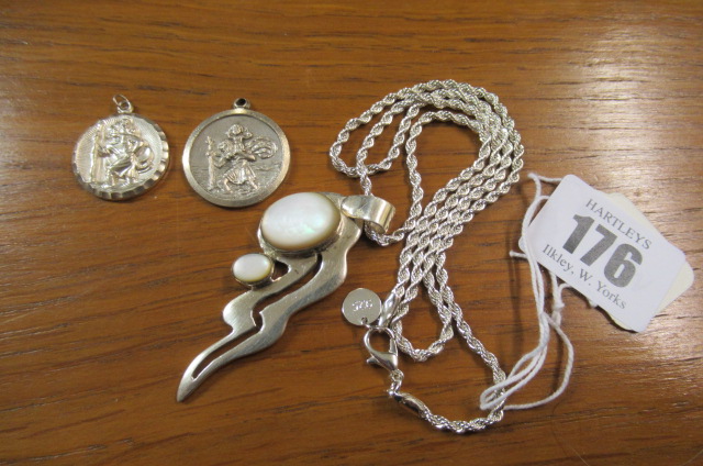 SILVER PENDANT NECKLACE AND TWO ST CHRISTOPHER'S Image