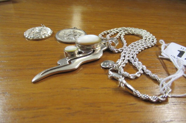 SILVER PENDANT NECKLACE AND TWO ST CHRISTOPHER'S Image