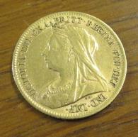 1900 GOLD HALF SOVEREIGN Image