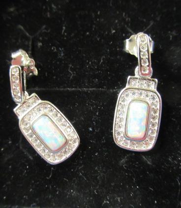 PAIR OF SILVER AND GEMSTONE EARRINGS Image