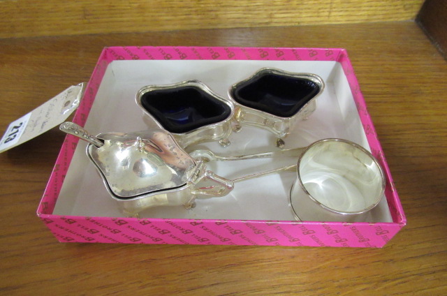 SILVER NAPKIN RING AND FOUR OTHER ITEMS  Image