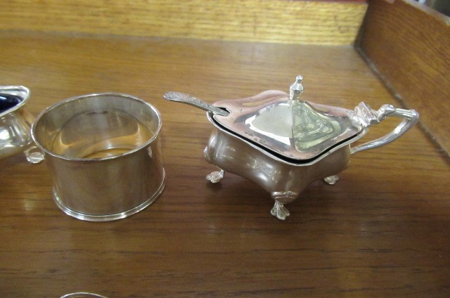 SILVER NAPKIN RING AND FOUR OTHER ITEMS  Image