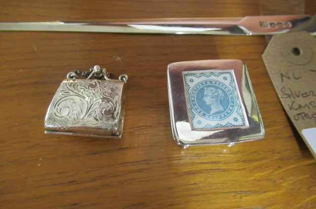 SILVER PAPERKNIFE AND TWO OTHER SILVER ITEMS Image