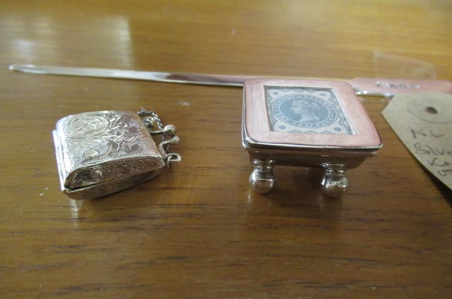 SILVER PAPERKNIFE AND TWO OTHER SILVER ITEMS Image