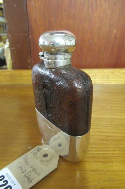SILVER AND GLASS SPIRIT FLASK Image