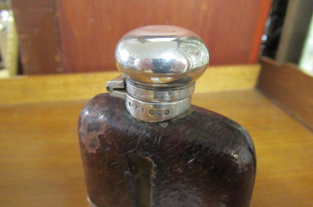 SILVER AND GLASS SPIRIT FLASK Image