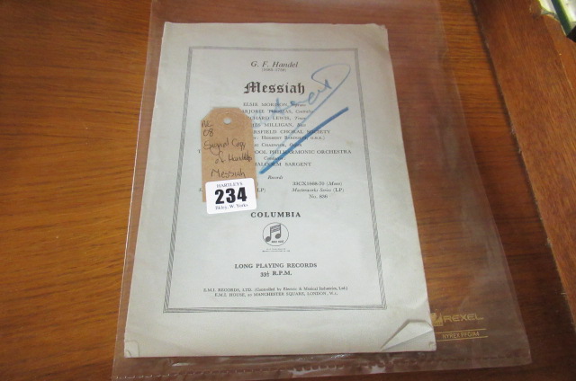 COPY OF HANDELS MESSIAH SIGNED BY MALCOM SARGENT Image