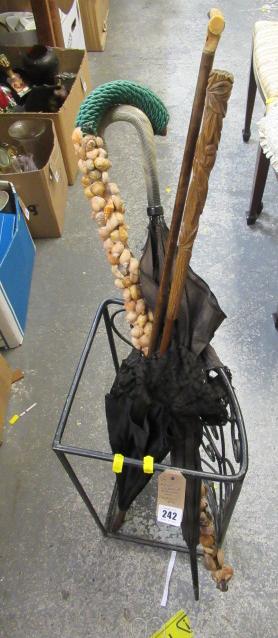 IRON UMBRELLA STAND INCLUDING PARASOL ETC Image