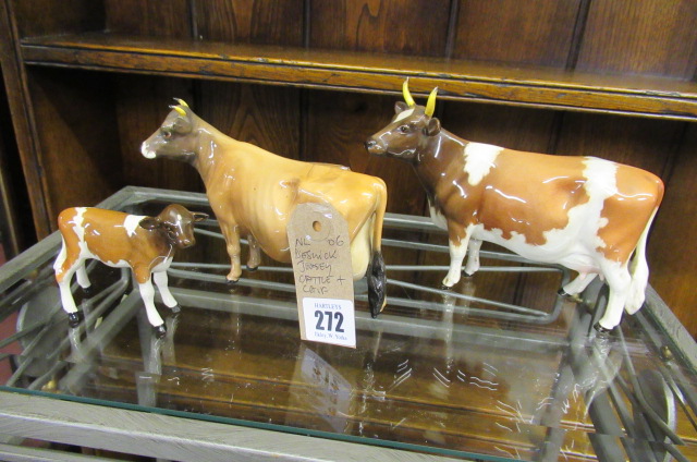 BESWICK COW AND CALF AND A JERSEY COW Image