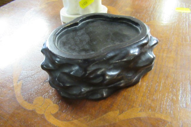 JAPANESE IVORY ONE PIECE OKIMONO WITH HARDWOOD STAND Image