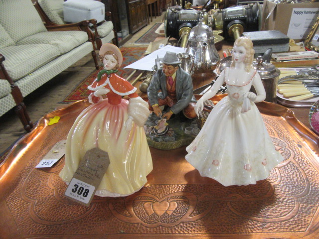 TWO ROYAL DOULTON FIGURES AND ANOTHER Image