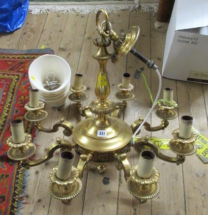 HEAVY BRASS EIGHT BRANCH LIGHT FITTING Image