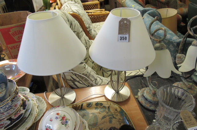 PAIR OF MODERN CHROME LAMPS Image