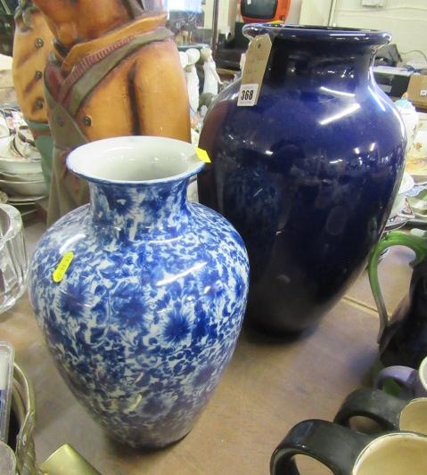 LARGE BLUE AND WHITE VASE AND ANOTHER Image