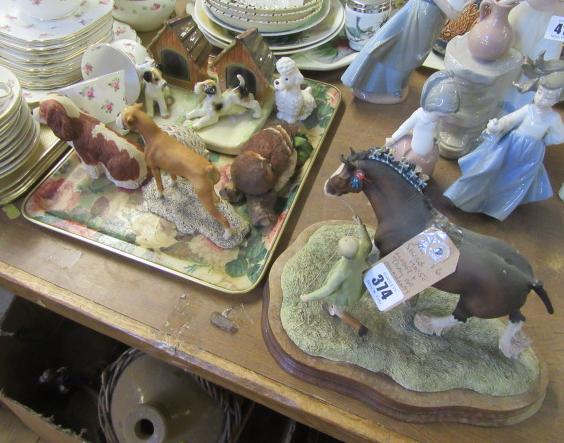 SHIRE HORSE MODEL AND A TRAY OF ORNAMENTS Image